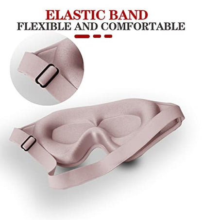 Sleep Mask, 3D Deep Contoured Eye Covers for Sleeping, 99% Block Out Light Eye Mask,Zero Pressure Cup Blindfold for Men Women, with Adjustable Strap for Sleeping, Yoga, Traveling (Pink) - color: Pink