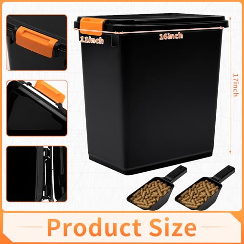 Maxdot 2 Sets 33lb Dry Pellet Storage Bin Pack with Scoops and Labels Grill Accessories Wood Pellet Storage Containers with Flavor Stickers Airtight for Grill Pellets - size: 30 L