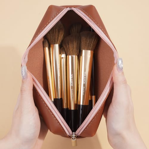 MAANGE 13 PCS Makeup Brushes Professional Make Up Brushes Premium Synthetic Powder Concealers Brushes Travel Makeup Brush Set with Case (Gold) - color: Gold