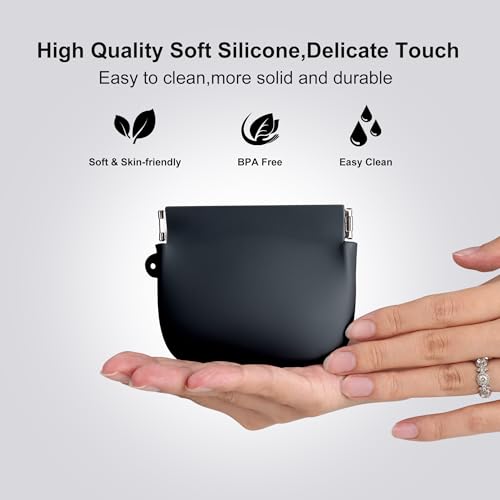 Squeeze Coin Purse for Women – Silicone Small Coin Pouch with Kiss Lock for Coins, Keys, Lipstick, and Earphones – Mini Cute Change Purse, Coin Purse & Pouch for Daily Life, Cars, Travel, Party - color: Squeeze / Black