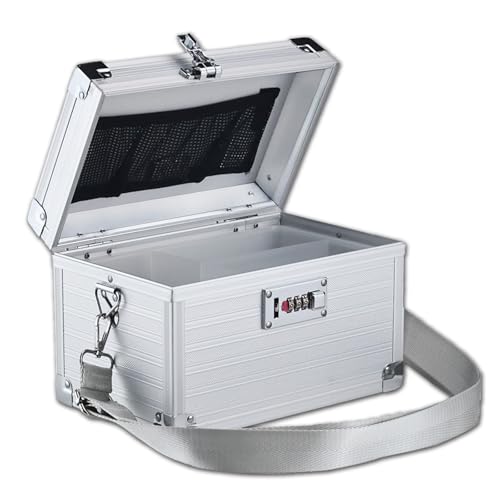 Combination Lock Box with Handle, Portable Multipurpose Locking Storage Case, Home Outdoor Security Lockbox, Organizer for Accessories Medicine Cosmetics Toys Tools (Stripe Silver, Small) - color: Stripe Silver, size: Small