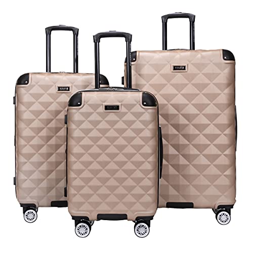 Kenneth Cole REACTION Diamond Tower Collection Lightweight Hardside Expandable 8-Wheel Spinner Travel Luggage, Rose Champagne, 3-Piece Set (20", 24", & 28") - color: Rose Champagne, size: 3-Piece Set (20", 24", & 28")