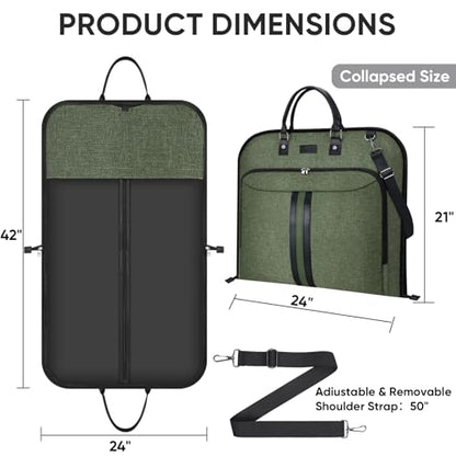 BALEINE Travel Garment Bag, Travel Suit Bag for Men, Water Resistant Carry on Garment Bag for Hanging Clothes, Garment Duffel Bag for Travel Business (Green) - color: Green