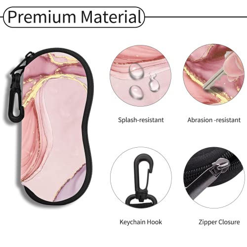 Hion Sunglasses Soft Case Ultra Light Neoprene Zipper Eyeglass Case With Belt Clip - color: 3c-2pcs-marble