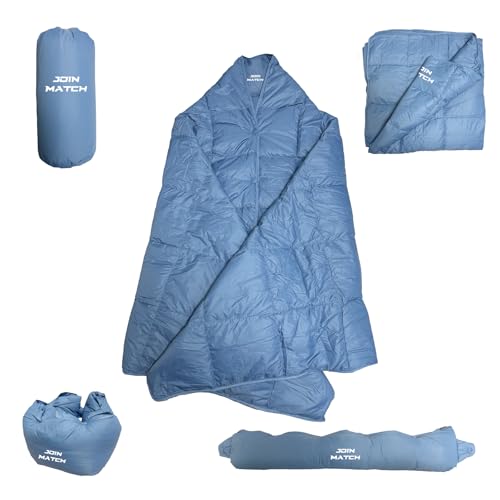 Ultralight Multi-functional Down Blanket, Wearable Shawl, U-Shaped Neck Pillow, Portable Bag for Camping & Office & Travelling (Blue) - color: Blue