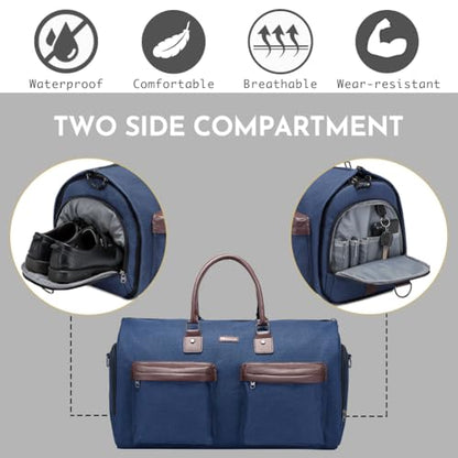 Modoker Convertible Garment Bag with Toiletry Bag, Carry on Garment Duffel Bag for Men Women - 2 in 1 Hanging Suitcase Suit Travel Bags,Navy blue - color: Navy blue