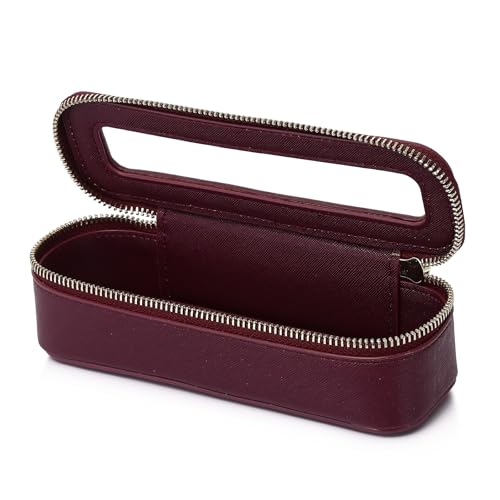 Makeup Brush Bag Slim Clear Makeup Bag Travel Cosmetic Case and Brush Holder Waterproof Toiletry Makeup Bag with Zipper Purse Organizer for Women (Burgundy, Slim) - color: Burgundy, size: Slim