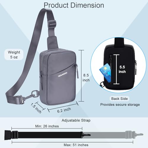 Small Sling Bag for Women Men Chest Bag Water Resistance Mini Crossbody Bag Adjustable Strap Lightweight Shoulder Bag - color: 07-grey