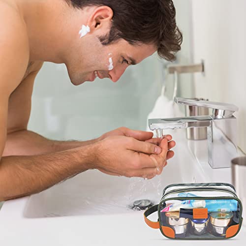 Lermende Toiletry Bag, Clear Shaving Dopp Kit for Men Travel Toiletry Bag with Hand Strap Unisex Bathroom Toiletries Organiser - color: Green