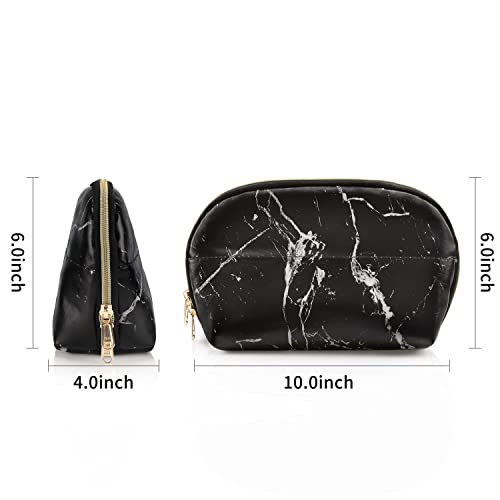 Ethereal Large Cosmetic Bag, Marble Black Travel Makeup Bag Waterproof Makeup Organizer Bag Portable Makeup Bag Purse Small Toiletry Bag for Women - color: 11-marble black