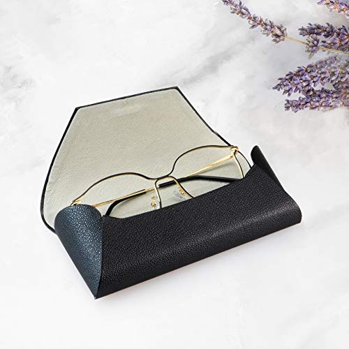 LifeArt Eyeglass Case Hard Shell, Portable Sunglass Case, Fashionable PU Leather Eyeglass Case, Lightweight - color: A_638_black