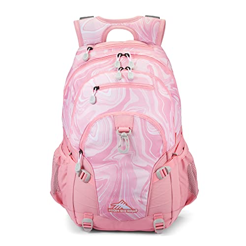 High Sierra Loop Backpack, Travel, or Work Bookbag with tablet sleeve, One Size, Pink Marble - Bubblegum Pink - color: Pink Marble/Bubblegum Pink