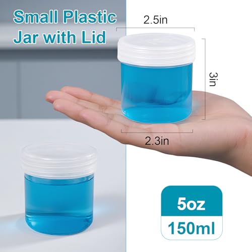 Wide Mouth Travel Containers, PP Clear Leak Proof Travel Plastic Jars with Lids for Creams Lotion Cosmetic, Jewelry Beads, Sample, Small Items Storage (4 Pack，5oz) - color: Clear, size: 5 oz