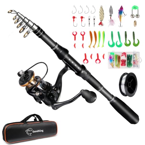 Fishing Pole Kit, Carbon Fiber Telescopic Fishing Rod and Reel Combo with Spinning Reel, Line, Bionic Bait, Hooks and Carrier Bag for Adult Teens Beginners - size: 1Pack 6.89ft
