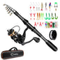 Fishing Pole Kit, Carbon Fiber Telescopic Fishing Rod and Reel Combo with Spinning Reel, Line, Bionic Bait, Hooks and Carrier Bag for Adult Teens Beginners - size: 1Pack 5.91ft