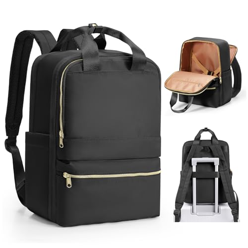 wepadre Small Travel Backpack Carry on Flight Approved Personal Item Travel Bag Carry on Backpack for Women Work Laptop Backpack for Traveling Carry on Luggage Mochila De Viaje - color: Black & Gold