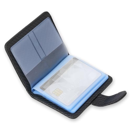 Wisdompro Credit Card Holder, Slim Leather RFID Blocking Wallet Debit Card Protector Organizer Case (20 Card & 7 Memory Card Slots)-Vertical Microfiber Black - color: Microfiber Black, size: Vertical