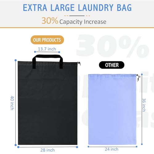 Isink Extra Large Laundry Bag With Handles, Heavy Duty, Travel Laundry Bag for Dirty Clothes, 28" x 40" (Black) - color: Extra Large Laundry Bag With Handles (Black)
