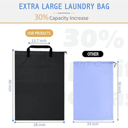 Isink Extra Large Laundry Bag With Handles, Heavy Duty, Travel Laundry Bag for Dirty Clothes, 28" x 40" (Black) - color: Extra Large Laundry Bag With Handles (Black)