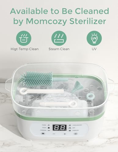 Momcozy Bottle Brush Set - Baby Bottle Cleaner Kit with Silicone Brush, Nipple Brush, Straw Brush, Soap Dispenser, Drying Rack - 7 in 1 Bottle Cleaning Tool for Home and Travel, Green - color: Green, size: Classic Style