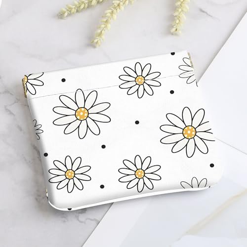 2Pcs PU Leather Small Squeeze Coin Purse Pouch Mini coin Bag Unique And Cute Wallet Cosmetic Bags Change Bag For Women Girls Men （Black Flower - color: Black Flower