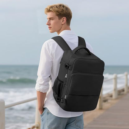 Sinaliy Travel Backpack, Carry on Flight approved Travel Bag with Multi-Pockets, Waterproof 17.3inch Laptop Backpack for Men Women, Black - color: Black, size: X-Large