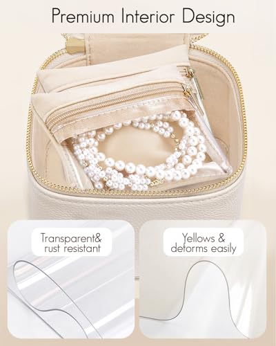 VLANDO Travel Jewelry Case,Valentines Gifts,Small Jewelry Box Organizer,Travel Jewelry Storage with 6 Velvet Jewelry Zipper Pockets, Birthday Gifts for Women Girls (White) - color: 6PCS-White