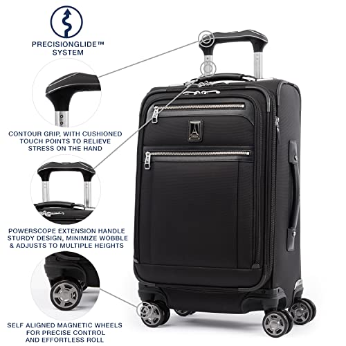 Travelpro Platinum Elite Softside Expandable Carry on Luggage, 8 Wheel Spinner Suitcase, USB Port, Suiter, Men and Women, Shadow Black, Carry On 21-Inch - color: Shadow Black, size: Carry-On 21-Inch