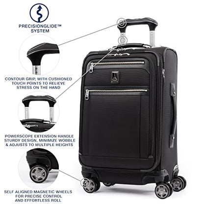 Travelpro Platinum Elite Softside Expandable Carry on Luggage, 8 Wheel Spinner Suitcase, USB Port, Suiter, Men and Women, Shadow Black, Carry On 21-Inch - color: Shadow Black, size: Carry-On 21-Inch