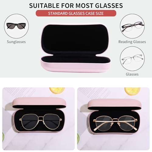 PERFECTSIGHT Sunglasses Case, Large Hard Shell Glasses Case, Cute PU Leather Protective Eyeglasses Case for Women Men - color: Pink