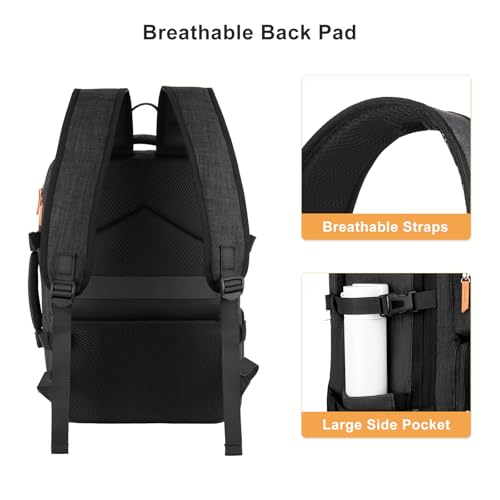 MOSISO 40L Travel Backpack for Women&Men, Flight Approved Carry on Daypack with USB Charging Port&3 Packing Cubes, 17-17.3 inch Expandable Suitcase Laptop Backpack for Office Work Travel, Black