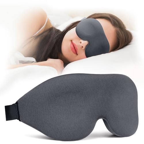 NEWVANGA Sleep Mask for Back and Side Sleeper, Block Out Light, Luxury Sleeping Eye Mask of 3D Night Blindfold, Zero Pressure Breathable Travel Eye Cover Grey - color: Grey