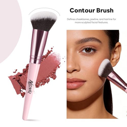 25PCS Makeup Brushes Set with Travel Case, Professional Makeup Brush Kit for Foundation, Concealer, Powder, Eyeshadow & Blush, Essential Cosmetic Tools, Portable Travel Gift Set (Pink) - color: 25 PCS-Pink