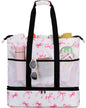 JIANYA Beach Bag Women Waterproof Sandproof Beach Tote Bags with Cooler Top Zipper Large Totes for Pool Travel Daily - color: Pink Bow