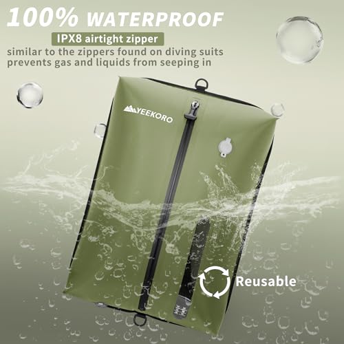 Upgraded Vacuum Bag for Travel, Professional IPX8 Waterproof Reusable Vacuum Compression Bags for Travel Suitcases, Durable Space Saver Bag - color: Green, size: 2 PC -With Pump