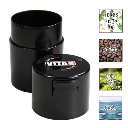 Vitavac - 5g to 20 grams Vacuum Sealed Container - Black - color: Black