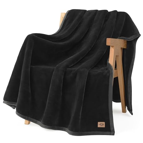 UGG Coco Throw Blanket – Soft & Cozy Plush Blanket for Couch, Perfect for Home Decor, House Warming Gifts or Luxurious Birthday Gifts for Women, 50" x 70", Black Ink - color: Black