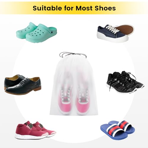Vorspack Shoe Bags for Travel - 6 Pcs Transparent Drawstring Backpack Travel Shoe Bag Clear Drawstring Bag Large Shoe Organizer with Rope Travel Essentials for Men Women
