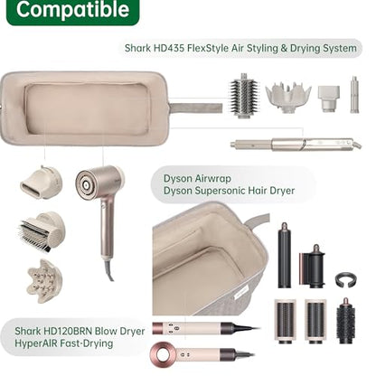 KarSyon Shark Flex Style Case for Airwrap Hair Dryer Brush Revlon Hair Tools Travel Bag Carrying Case Flat Curling Iron Organizer (Camel) - color: Camel
