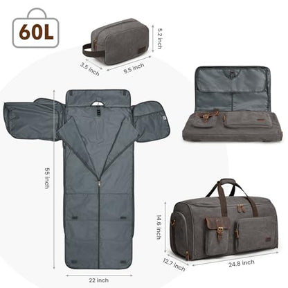 S-ZONE Garment Bags for Travel Convertible Garment Duffle Bags for Travel Suit Carry on Luggage for Men Hanging Suitcase - color: Grey