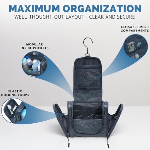 Travel Toiletry Bag for Women and Men - Hanging Toiletry Bag for Men & Women premium quality - Mens Toiletry Travel Bag for Toiletries with improved concept [2026] - Dopp kit