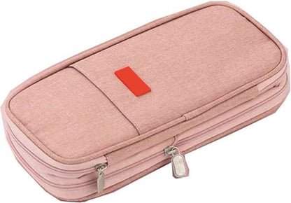 Arnuixty Large Storage Pencil Case Pen Bag with Zipper Big Capacity Pouch Organizer for Office Travel Holder Box - color: Dark Pink