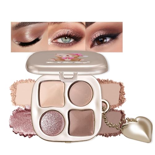 4 Colors Warm Neutral Nude Eyeshadow Makeup Palette with Mirror – Matte & Shimmer High Pigment Blendable Long-Lasting Mini Everyday Eye & Contour Makeup Palette, Perfect for Blue, Green & Brown Eyes - color: A03