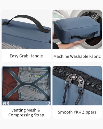 ECOHUB 7 Set Packing Cubes Tear-Resistant Luggage Packing Organizers with Number Icon for Travel Accessories Luggage Suitcase Machine Washable Packing Cubes (Blue) - color: Blue, size: 7 Set Packing Cubes