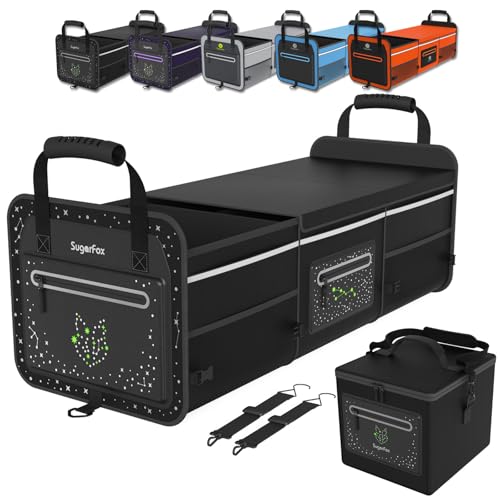 SugarFox Car Trunk Organizer | Foldable, Waterproof | Trunk Organizer for SUV/Cars | Car Organizers & Storage - Car Accessories for Women -M004 (Black With Ice Pack, X-Large) - color: Black With Ice Pack, size: X-Large