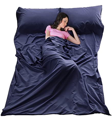 Sleeping Bag Liner Ultralight Travel Sheet Dirt-Proof Camping Sheets Compact Hotel Sleeping-Sack for Outdoor Backpacking Hiking - color: Navy, size: 83x46"