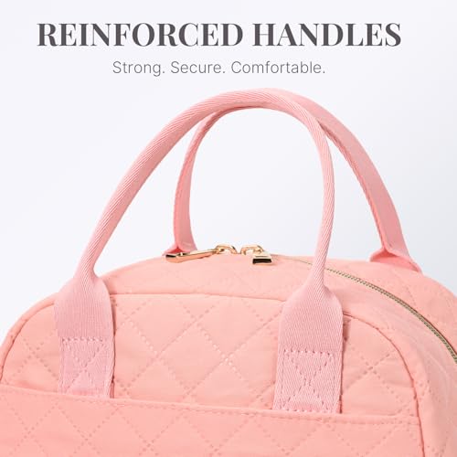 LOVELYWIND Lunch Bag for Women, Insulated Lunch Box, Reusable Water-Resistant Lunchbox Cooler with Front Pocket, Large Capacity Lunch Tote Bag for Work, Travel, Picnic - color: Pink