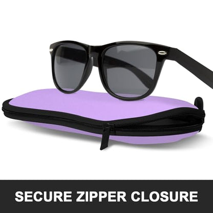 Sunglasses Soft Case, Ultra Light Portable Neoprene Zipper Glasses Case for Men Women - color: Purple