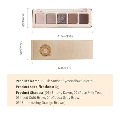 5 Colors Neutral Nude Matte & Shimmer Eyeshadow Palette,Rose Cocoa Brown Pink Neutral-Cool Mattes Glitter Eye shadow Contour Makeup Palette for Mature Women, Blue Green Eyes, Daily Natural Makeup. - color: C02