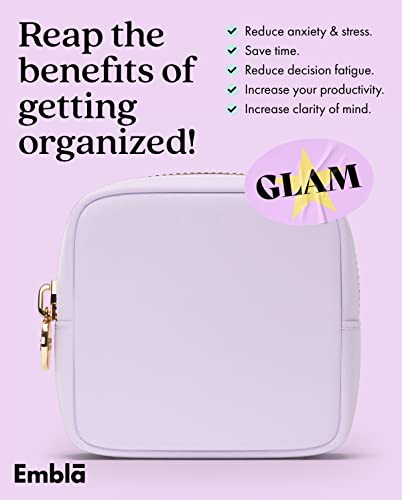 Embla Small Makeup Bag for Purse, Mini Waterproof Nylon Cosmetic Pouch, Durable and Lightweight Travel Toiletry Bag with Smooth Zipper, Lavender - color: Lilac, size: Mini